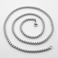 Durable 3mm silver stainless steel box chain necklace with lobster clasp closure - Square Pearl Chain / 3.0mm/60CM / Steel