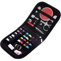 Portable 14-color sewing kit with stainless scissors and tape measure in black case - 10-Piece Set