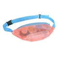 Mesh beach waist bag for kids in orange and pink with adjustable blue straps - Orange with Blue Strap Beach Waist Bag 17x35cm