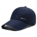 Dunkelblaue schnelltrocknende Sport-Baseballkappe mit reflektierendem Rand und SPORTS-Logo - Verstellbar / Marineblau