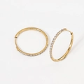 Golden stainless steel hoop earrings with sparkling cubic zirconia pavé setting - 1.6*18mm Gold (Pair)