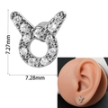 Silver Taurus constellation stud earring with white zircons and dimensions 7.27mm - 0.8*6*3mm / Taurus