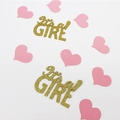 Pink heart and gold glitter It's a GIRL confetti for baby shower party decoration - Gold GIRL + Pink Heart
