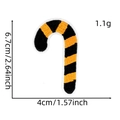 Detailed embroidery of an orange and black striped candy cane patch with exact measurements - 5# Striped Candy Cane