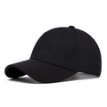 Gorra de béisbol clásica negra de seis paneles con textura de malla y visera curva - Negro