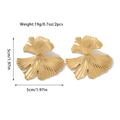 Detail view of 18k gold plated ginkgo leaf earrings with dimensions 5cm and 19g weight - Gold Double Layer Ginkgo Leaf Earrings