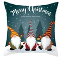 Detail of Christmas pillow cover featuring cute gnomes and Merry Christmas typography - Style 12
