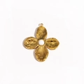 Golden sun flower petal pendant with white round bead and radiant metal texture - Radial Pattern Flower Inlaid with White Round Beads (Style 11)