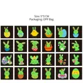 Tatuaggi temporanei luminosi di Pasqua per bambini con conigli e uova, set di 24 adesivi - GT Set di Adesivi Facciali Luminosi di Pasqua (24 Fogli)