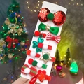 Weihnachts Rentier Geweih Haarspangen Set mit 8 roten und grünen festlichen Accessoires - 2# Pailletten Schleife 10er Set