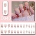 Uñas postizas rosas con mariposas 3D, perlas y degradado de purpurina brillante - Estilo Mariposa con Degradado Rosa Púrpura (D343) / Tipo de Pegamento