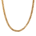 Elegant 18K gold plated herringbone chain necklace with wave texture in gold finish - Wavy Herringbone Chain Necklace (N3223-B0484) / Gold