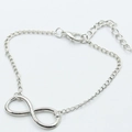 Adjustable silver infinity symbol bracelet with fine chain link and lobster clasp - Large Infinity Symbol (Large 8 White Gold Tone 8574)