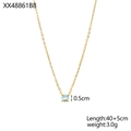Details einer 0,5 cm hellblauen Edelsteinkette an einer 40+5 cm langen Goldhalskette - März-Hellblau