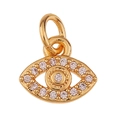 Detail of gold plated evil eye pendant charm with white zircon micro pave settings - Evil Eye / Gold