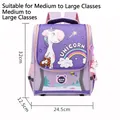 Purple unicorn waterproof school backpack for kids with a cute cartoon design and side pocket - Small (Suitable for Kindergarten) / Deep purple