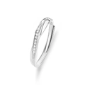 S925 sterling silver Mobius ring with sparkling white diamonds in a twisted design - Adjustable Open / Female Style