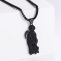 Pendente Santa Muerte vintage in acciaio al titanio nero per uomo e donna - Senza Catena / Nero