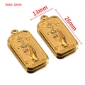 Goldener rechteckiger Tarot-Anhänger aus Edelstahl mit Strasssteinen und Sternendesign - Stern / 2 Stk./Packung / Gold