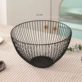 Cesta de frutas negra de alambre metálico estilo nórdico, frutero de 25 cm de ancho - Plato de Fruta Redondo Grande-Negro