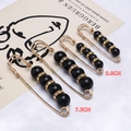 Golden waist pin set with black pearls and crystal rings in 5.8cm and 7.5cm sizes - Black Elegant Long Pin