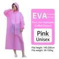 Impermeabile rosa in EVA riutilizzabile con cappuccio e polsini elastici per adulti - Taglia unica / Rosa (Polsino Elastico Adulto)