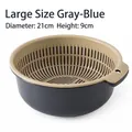 Large double-layer drain basket in grey-blue and beige with 21cm diameter - Medium / Grey Blue
