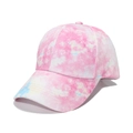 Casquette de baseball tie-dye rose et bleu avec motif 3D et texture en toile de coton - Tie-Dye Rose Jaune Blanc