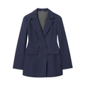 Klassisches zweireihiges Langarm-Blazerkleid in Dunkelblau mit Reverskragen und Taschen - XS / Marineblau