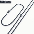 Collar de cadena trenzada en acero inoxidable negro con cierre de mosquetón y detalle - Pulsera 19CM / Negro