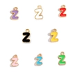 Golden letter Z enamel alloy pendants in eight vibrant colors for DIY jewelry crafts - Letter Z / Black