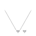 Set gioielli in argento S925 con collana a cuore e orecchini a perno con pietra di aprile - Argento 925 / Aprile
