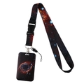 Starry sky space theme neck lanyard with matching ID card holder and metal lobster clip - Nebula Set (YZ20-35)
