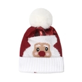 Rote Weihnachtsstrickmütze mit Pailletten, Weihnachtsmann-Motiv und weißem Bommel - M (56-58cm) / Rotes Pailletten-Weihnachtsmann-Modell (B)