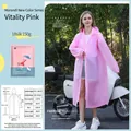Thick pink EVA waterproof raincoat for adults with drawstring hood and snap buttons - New Vibrant Pink Color Adult Drawstring Style [150g 18-mil Frosted Extra Thick]