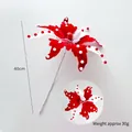 Red and white 40cm Christmas candy cane floral pick with berries and feathers decor - Christmas Flower Stem