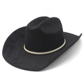 Cappello da cowboy nero in feltro con fascia intrecciata dorata vista laterale - M (56-57 cm) / Nero