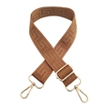 Brown jacquard geometric 3.8cm shoulder strap with golden metal swivel hooks - Silver Clasp / Tan
