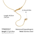 Detail view of gold stainless steel necklace with adjustable sliding bead and zircon charm - Y-Shape Small Crystal (YYN025317)