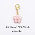 Pink cherry blossom enamel pendant with golden lobster clasp for shoes and bags - Style 12 Five-Petal Flower