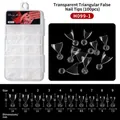 Tabella taglie per unghie finte French trasparenti con misure espresse in millimetri - H099-1 Trasparente Appuntito Triangolo
