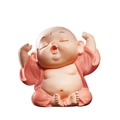 Cute pink miniature monk figurine in a stretching pose for creative desktop decor - 1222-1 Stretching Monk (Large)