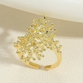 Macro di anello a ramo di corallo placcato oro 14K con sfere e design regolabile - Anello a Ramo