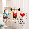 Three-piece set of resin sports Santa Christmas ornaments with soccer and weightlifting - Display Set 1 (17 PCS)