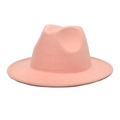 Classic pink wool fedora hat with a wide brim and dented crown for men and women - M (56-58cm) / Dusky Pink