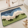 Absorbent bathroom rug featuring a 3D abstract mountain pattern in lush blue and green - 40*60cm / Whale and Sea