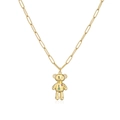Collier avec pendentif ours doré gravé LOVE et pierres de zircone sur laiton poli - Panda Doré