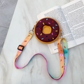 Cute brown donut silicone crossbody bag with rainbow strap and Hello detail - Brown Donut