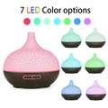 Dark wood grain ultrasonic humidifier with crackle texture and 7-color LED light options - Translucent Crack Dark / AU Plug