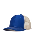 Royal blue and beige mesh trucker hat with curved brim for sun protection - Adjustable / Royal + Light Khaki Mesh